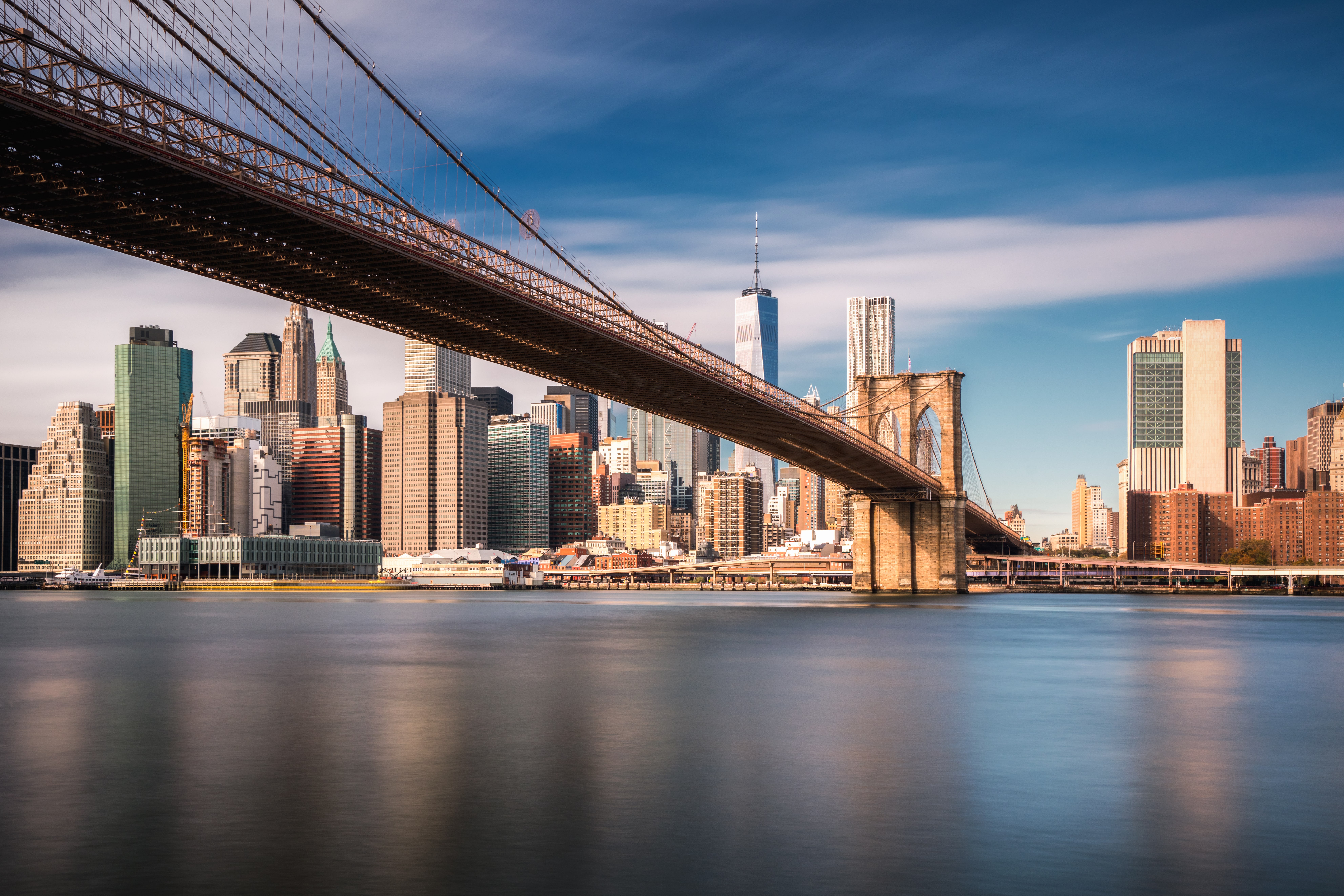 Brooklyn Bridge and Twin Towers, New York City, NY, Bridge 